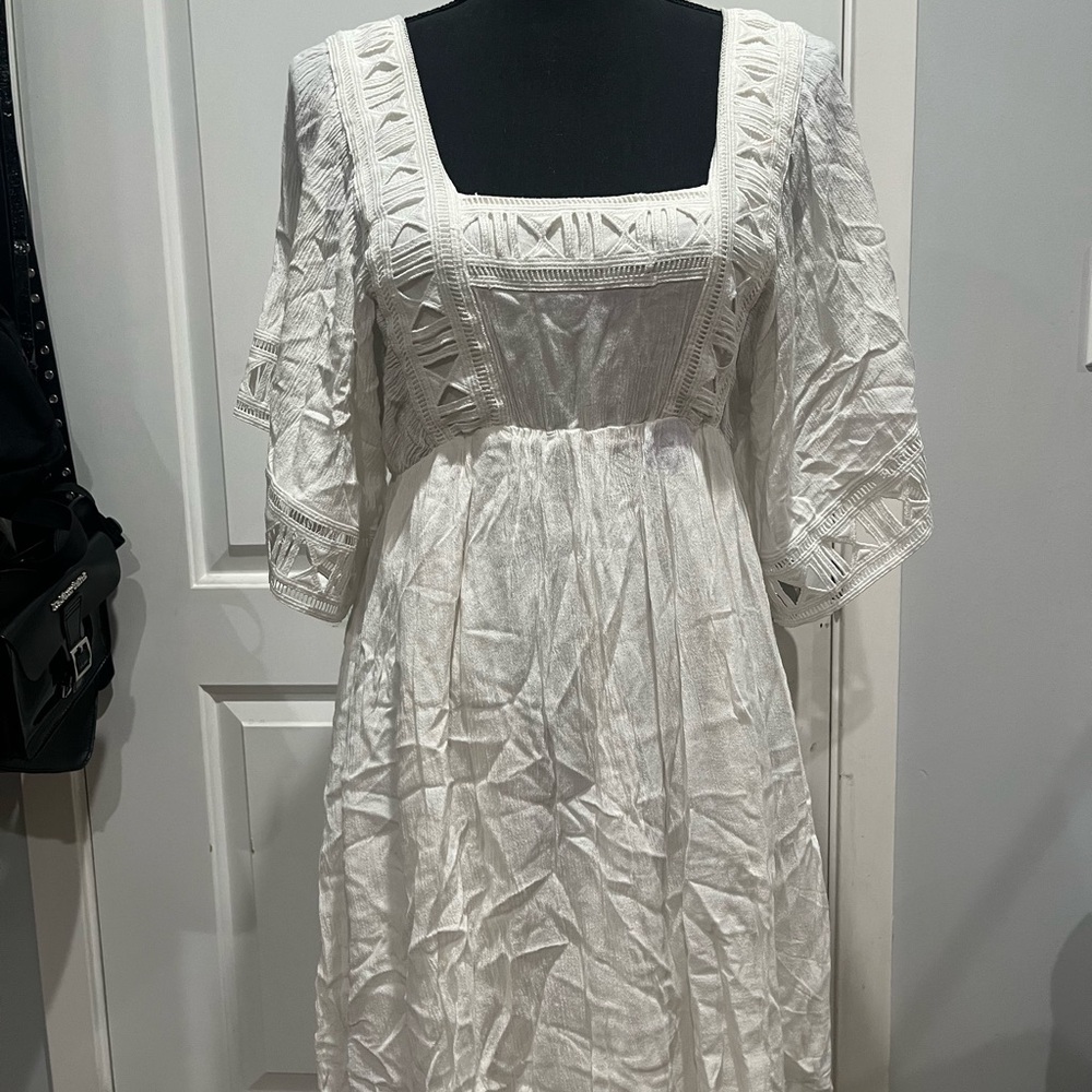 Charlotte Russe White Textured Long Sleeve Dress